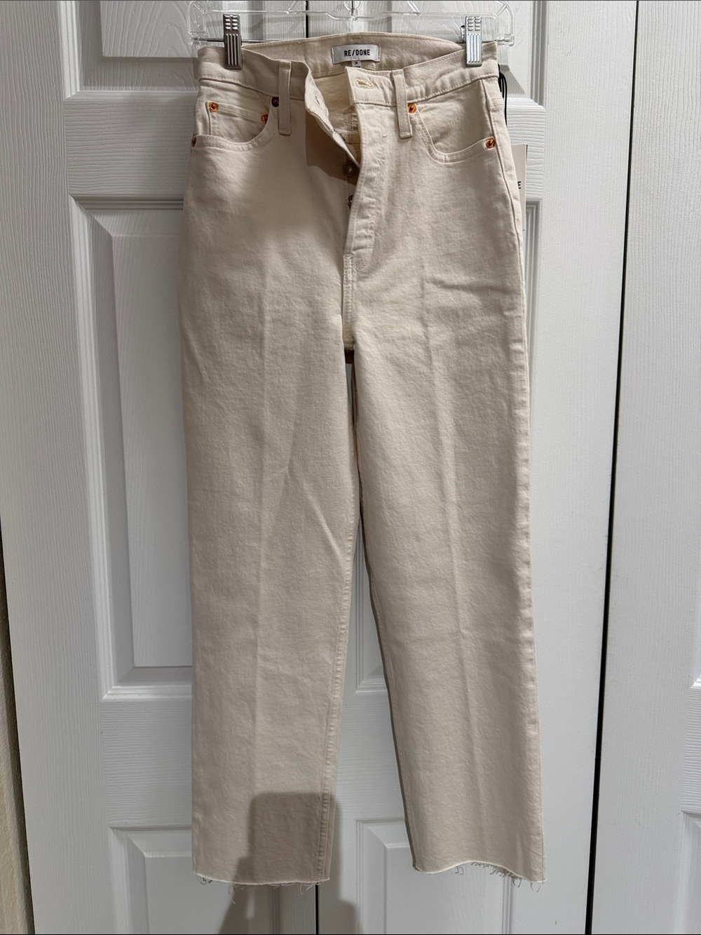 Re/Done Natural Cream High-Rise Straight Jeans